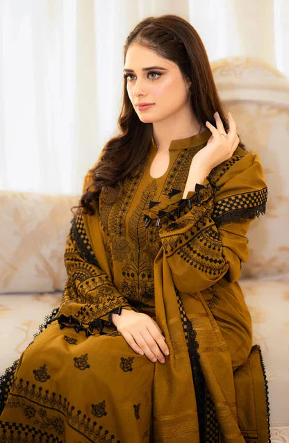 Dhanak-3PC Embroidered Shirt with Dhanak Digital Printed Dupatta