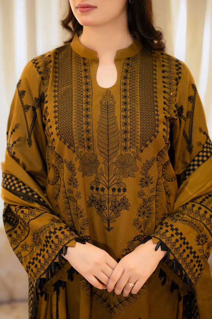 Dhanak-3PC Embroidered Shirt with Dhanak Digital Printed Dupatta