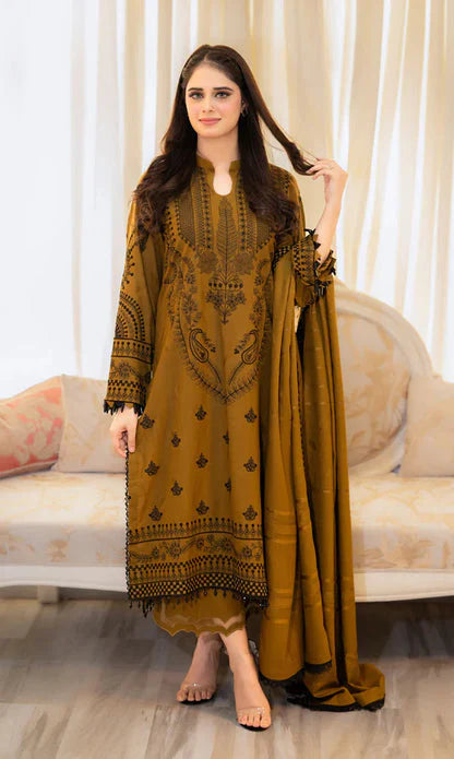 Dhanak-3PC Embroidered Shirt with Dhanak Digital Printed Dupatta
