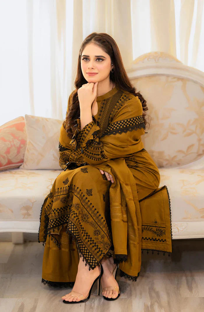 Dhanak-3PC Embroidered Shirt with Dhanak Digital Printed Dupatta